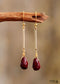 Boho Earrings, Dangle Earrings, Gold Red Jaspers